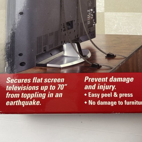Quake Hold 70" Flat Screen TV Safety Straps Earthquakes Black 4516 - Picture 4 of 9